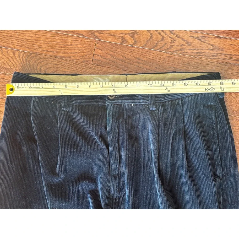 Polo Ralph Lauren Mens Navy Blue Corduroy Pleated Cuffed Pants 36/32